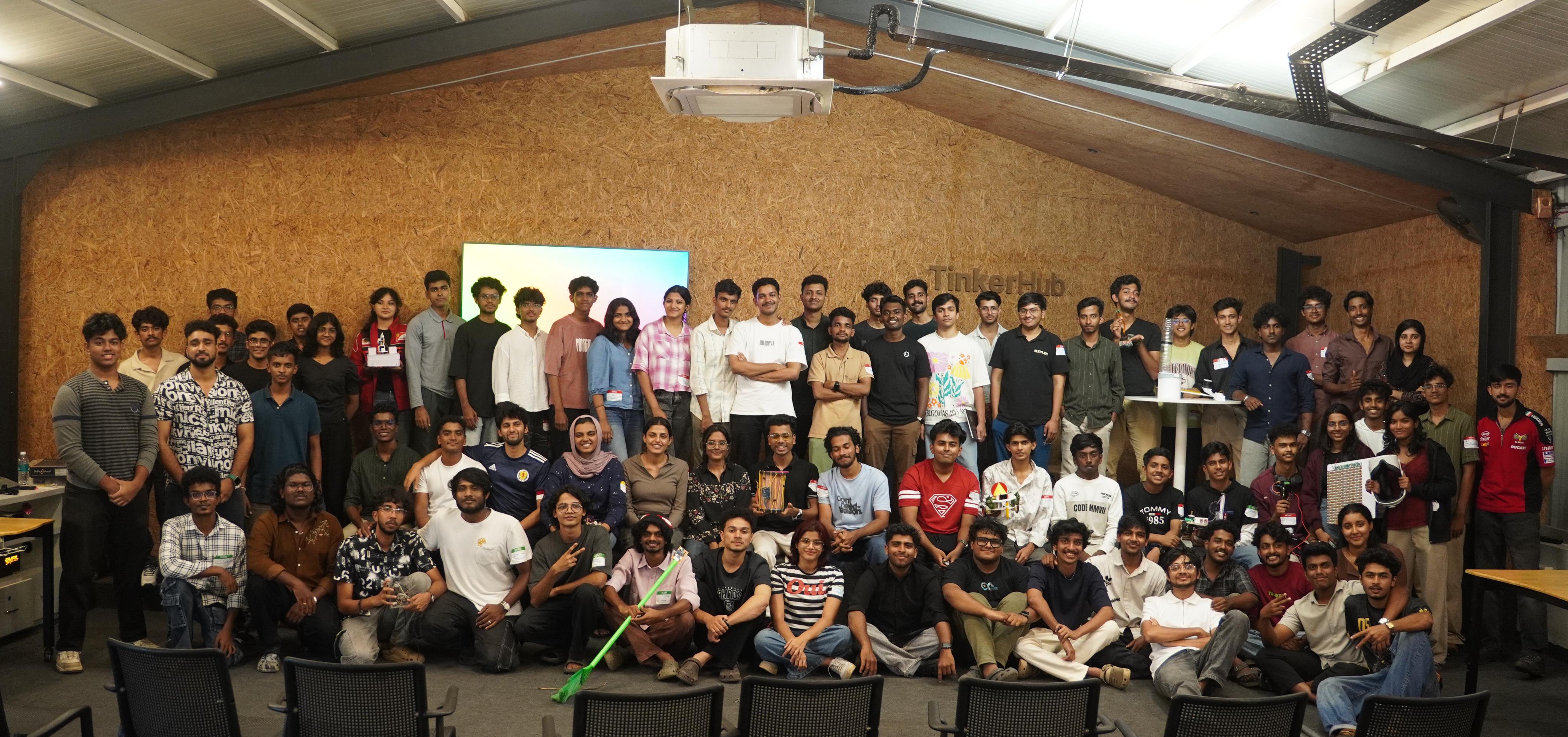 Physical AI Hackathon Community Group Photo at TinkerSpace Kochi